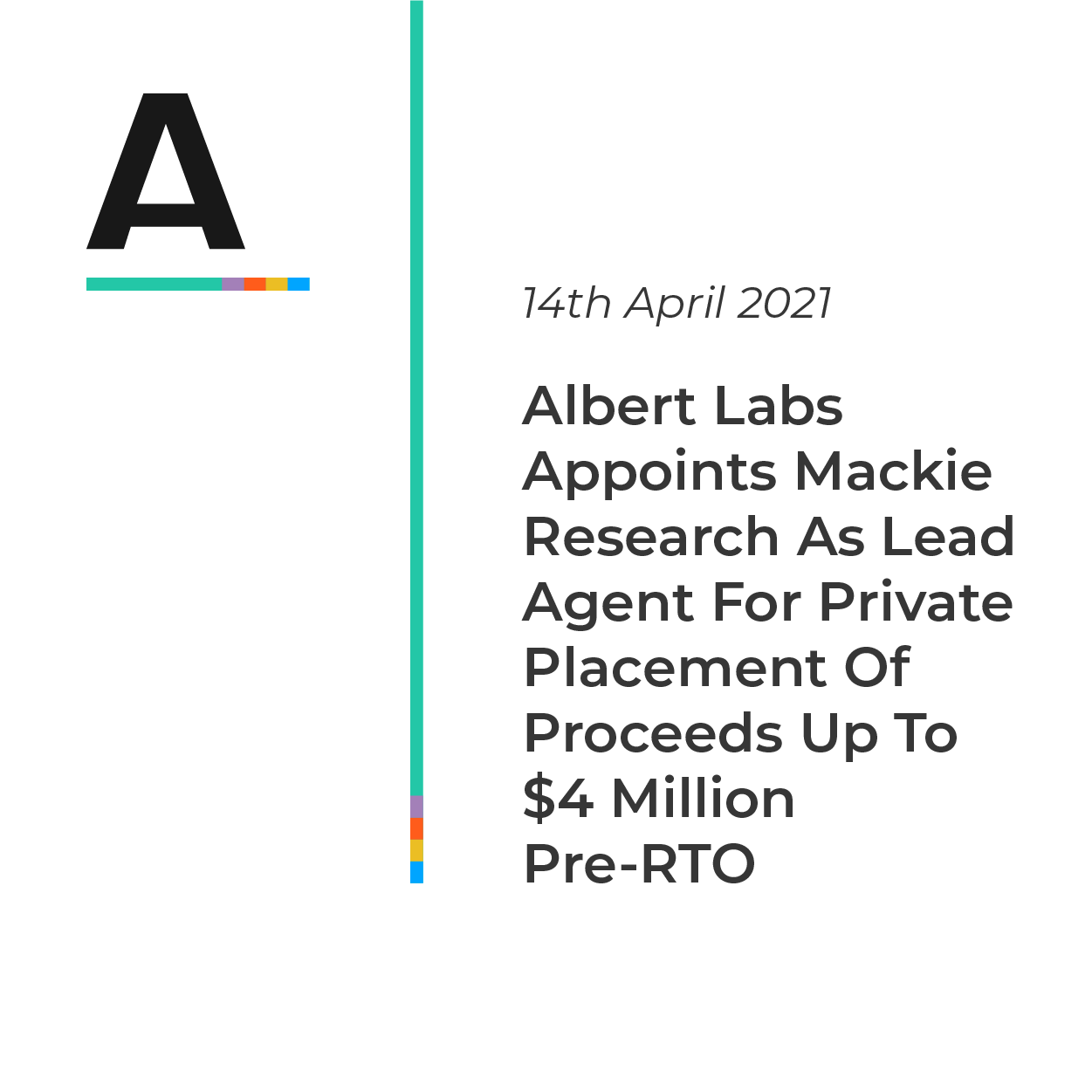 Read more about the article Albert Labs Appoints Mackie Research As Lead Agent For Private Placement Of Proceeds Up To $4 Million Pre-RTO