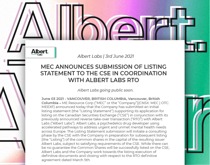 Read more about the article MEC Announces Submission Of Listing Statement To The CSE In Coordination with Albert Labs RTO